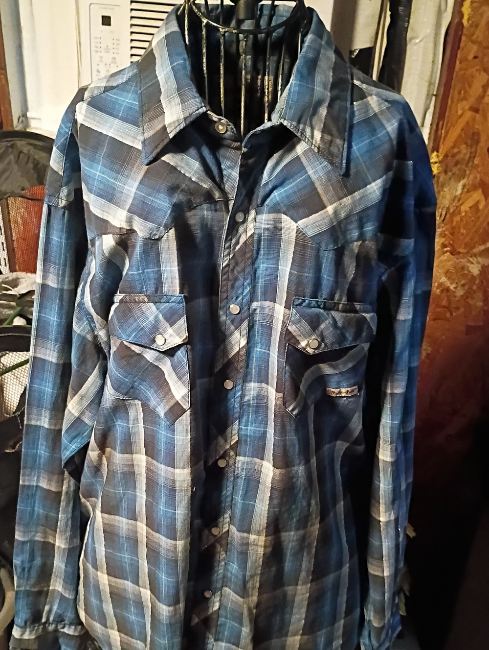 Wrangler Blue Plaid Western Shirt